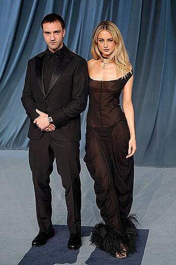 Grace Van Patten braless in see through dress at the Academy Museum 5th Annual Gala