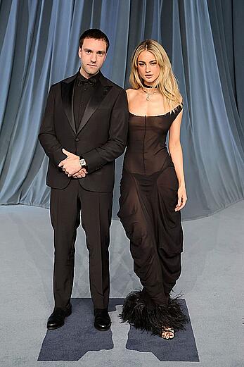 Grace Van Patten braless in see through dress at the Academy Museum 5th Annual Gala