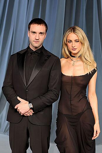 Grace Van Patten braless in see through dress at the Academy Museum 5th Annual Gala