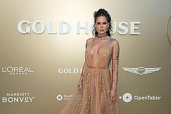 Halsey see through to boobs at 2026 Gold Gala at The Music Center in Los Angeles