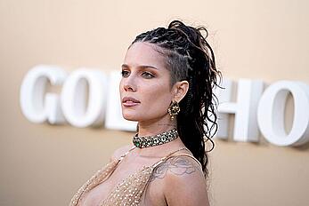 Halsey see through to boobs at 2026 Gold Gala at The Music Center in Los Angeles