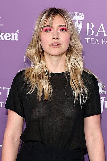 Imogen Poots braless in see through top at BAFTA Tea party in LA - January 10, 2026