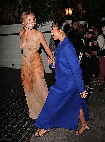 Inanna Sarkis out in see through dress in Los Angeles