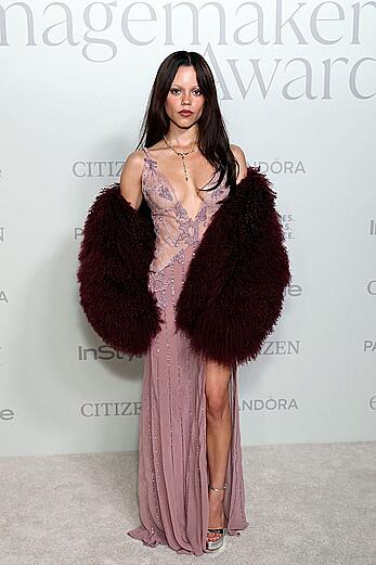 Jenna Ortega in sheer dress at the InStyle Imagemaker Awards