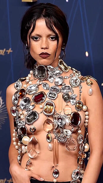 Jenna Ortega in a nearly naked top - September 14, 2025