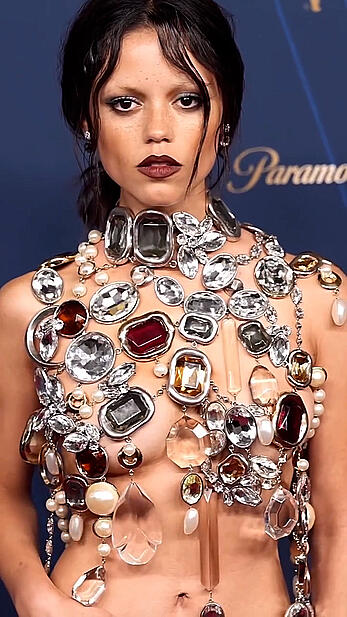 Jenna Ortega in a nearly naked top - September 14, 2025