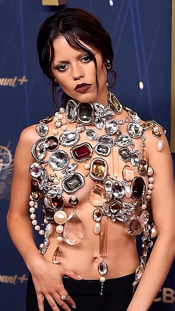 Jenna Ortega in a nearly naked top - September 14, 2025