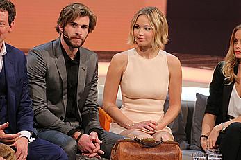 Jennifer Lawrence legs and upskirt at Wetten, Dass.. in Austria
