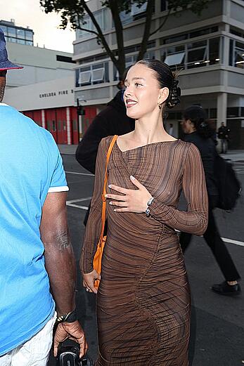 Jessica Alexander wearing a see-through dress at The Ivy Asia Chelsea Launch in London