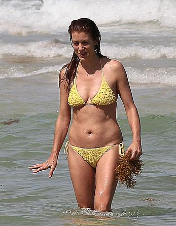 Kate Walsh sexy in yellow bikini in Miami