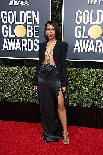 Kerry Washington braless at 77th Annual Golden Globe Awards in Beverly Hills