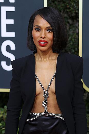 Kerry Washington braless at 77th Annual Golden Globe Awards in Beverly Hills
