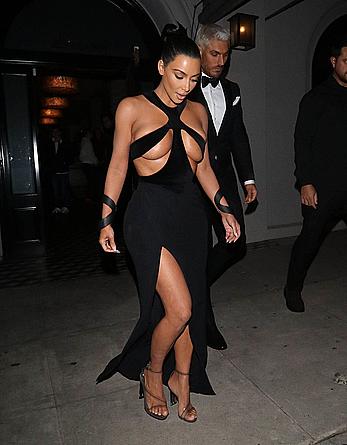 Kim Kardashian almost topless leaving Craig's Restaurant