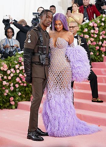 Kylie Jenner sexy cleavage in see through dress at 2019 Met Gala