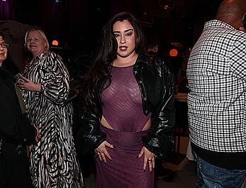 Lauren Jauregui braless in sheer dress at The Hollywood Reporter and Spotify Golden Week Nominees Night