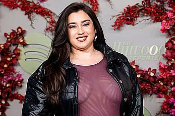 Lauren Jauregui braless in sheer dress at The Hollywood Reporter and Spotify Golden Week Nominees Night