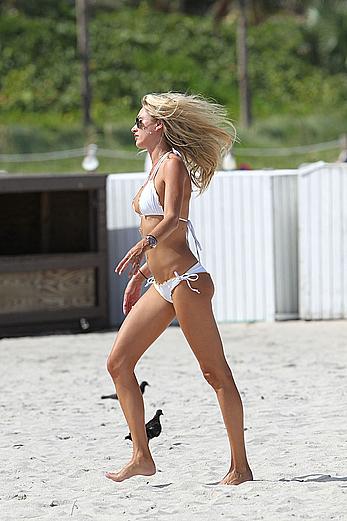 Lauren Stoner in white bikini in Miami beach