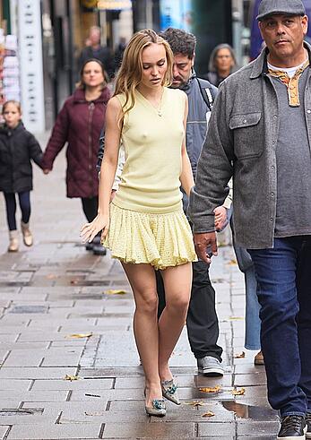 Lily Rose Depp pokies while Leaving Global Studios, Heart Breakfast Show in London