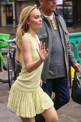 Lily Rose Depp pokies while Leaving Global Studios, Heart Breakfast Show in London