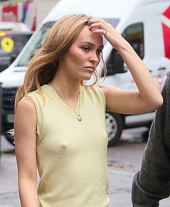 Lily Rose Depp pokies while Leaving Global Studios, Heart Breakfast Show in London