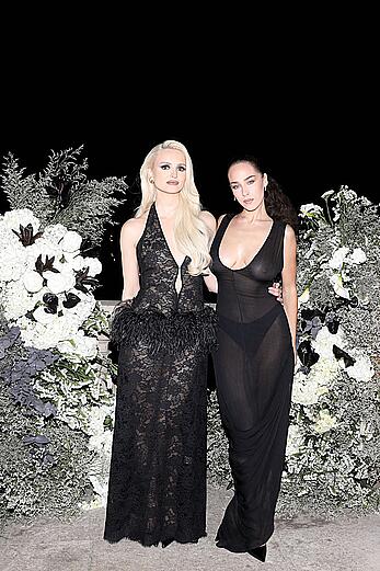 Maeta braless in see through dress arrives at WWD Event during Day Three of Fashion Week