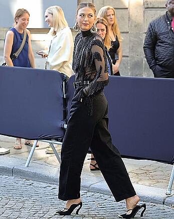 Maria Sharapova see through to tits at Schiaparelli Haute Couture fashion show in Paris