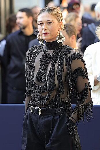 Maria Sharapova see through to tits at Schiaparelli Haute Couture fashion show in Paris