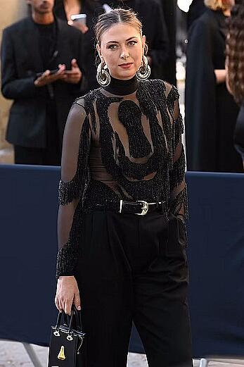 Maria Sharapova see through to tits at Schiaparelli Haute Couture fashion show in Paris