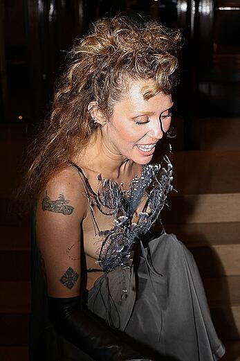 Miley Cyrus in a sheer dress in Paris