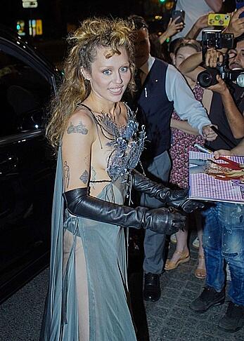 Miley Cyrus in a sheer dress in Paris