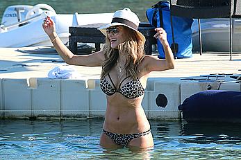 Nicole Scherzinger in bikini on a beach in Mykonos