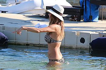 Nicole Scherzinger in bikini on a beach in Mykonos