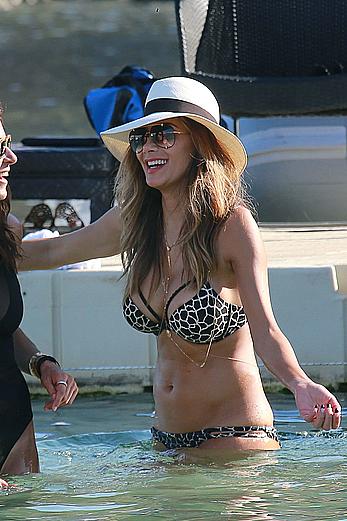 Nicole Scherzinger in bikini on a beach in Mykonos