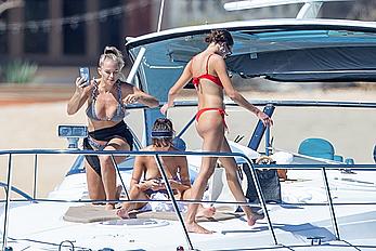 Olivia Culpo topless on a yacht in Cabo San Lucas