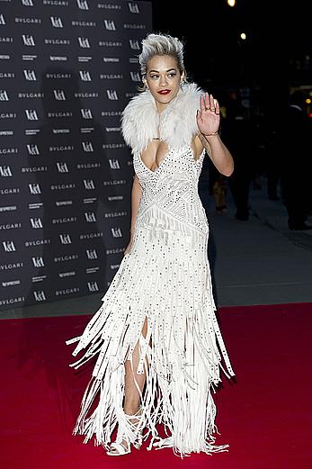 Rita Ora slight cleavage at The Glamour Of Italian Fashion Private Dinner in London