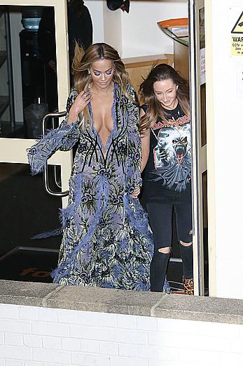 Rita Ora tit slip leaving X Factor studios in London