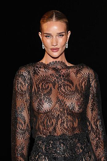 Rosie Huntington-Whiteley see through to boobs at Saint Laurent SS '27 fashion show during Paris Fashion Week - September 29, 2026