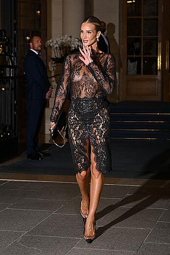 Rosie Huntington-Whiteley see through to boobs at Saint Laurent SS '27 fashion show during Paris Fashion Week - September 29, 2026