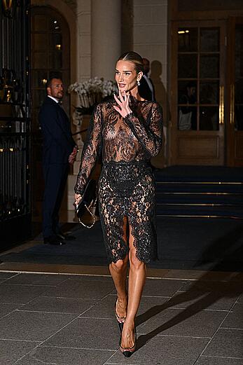 Rosie Huntington-Whiteley see through to boobs at Saint Laurent SS '27 fashion show during Paris Fashion Week - September 29, 2026
