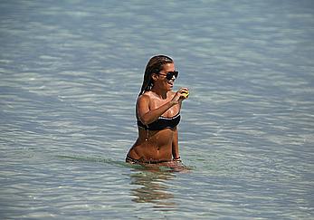 Sylvie van der Vaart wearing black bikini in Miami