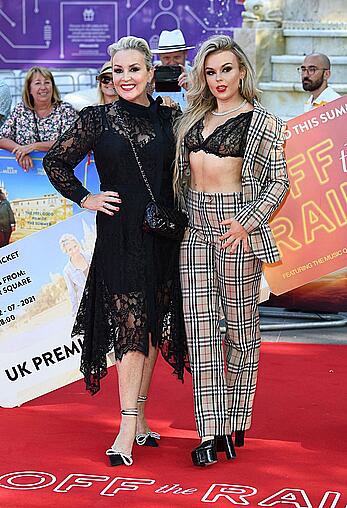 Tallia Storm in sheer bra attends the Off The Rails World premiere at Odeon Luxe Leicester Square in London