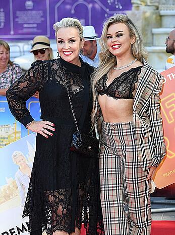 Tallia Storm in sheer bra attends the Off The Rails World premiere at Odeon Luxe Leicester Square in London
