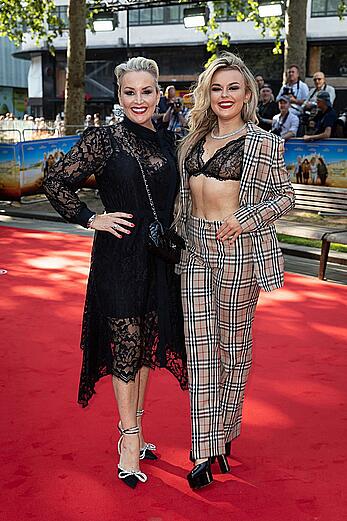 Tallia Storm in sheer bra attends the Off The Rails World premiere at Odeon Luxe Leicester Square in London