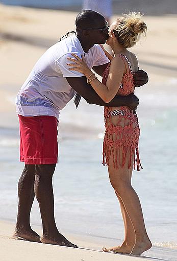 Tallia Storm in bikini on a beach in Barbados