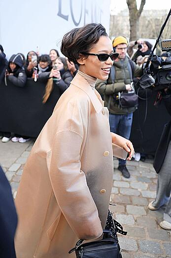 Taylor Russell pokies at Loewe Menswear Fall-Winter 2023-2024 show in Paris