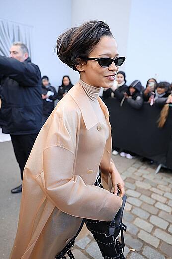Taylor Russell pokies at Loewe Menswear Fall-Winter 2023-2024 show in Paris