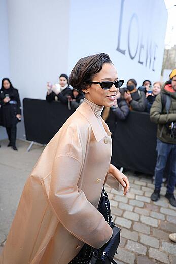 Taylor Russell pokies at Loewe Menswear Fall-Winter 2023-2024 show in Paris