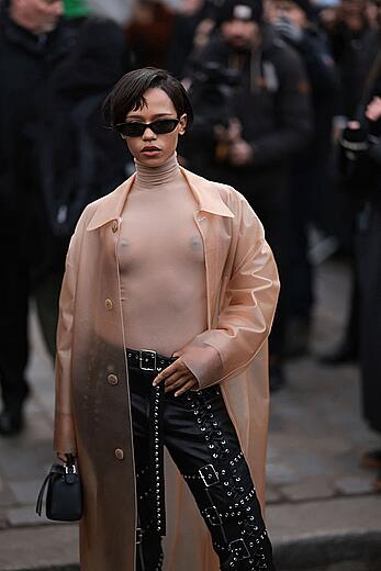 Taylor Russell pokies at Loewe Menswear Fall-Winter 2023-2024 show in Paris