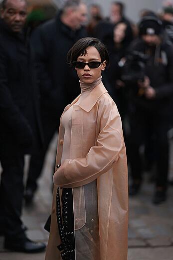 Taylor Russell pokies at Loewe Menswear Fall-Winter 2023-2024 show in Paris