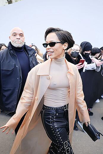 Taylor Russell pokies at Loewe Menswear Fall-Winter 2023-2024 show in Paris